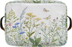 xigua Vintage Colorful Herbs Wild Flowers Floral Storage Basket Collapsible Toy Storage Bins Waterproof Canvas Storage Basket