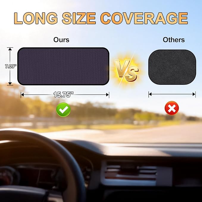 XCBYT Square Car Window Shades - 4 Pack Static Cling Sun & Glare Blocker, Removable Semi-Transparent Window Tint for Windshield, Side & Rear Windows, Long Size 15.75" x 7.09"