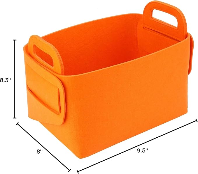 Minoisome Storage Basket Felt Storage Bin Collapsible& Convenient Box Organizer with Carry Handles for Office Bedroom Closet 