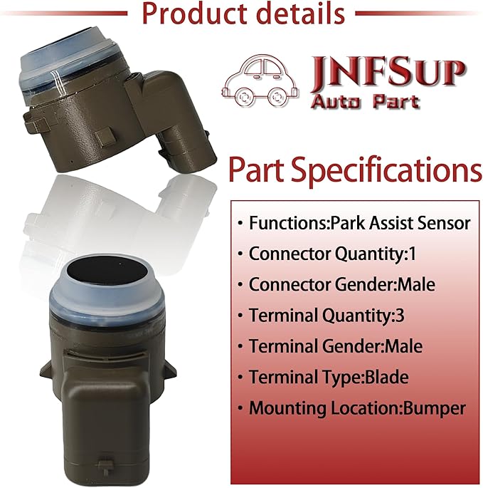 Parking Aid Sensor, Universal Fit Backup Alarm for Ford Bronco, Escape, Expedition, Maverick, Black, 3-Terminal Male Connecto