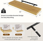 Dreamland 30 Inches Floating Shelves for Wall, 8 Inch Deep Floating Shelves Set of 2, Large Display & Storage Shelf, Wall She