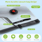 Vacuum Bags for Travel - USB Electric Pump, 18 Pack Carry-on Size Vacuum Seal Bags for Clothing - Space Saver Vacuum Storage 