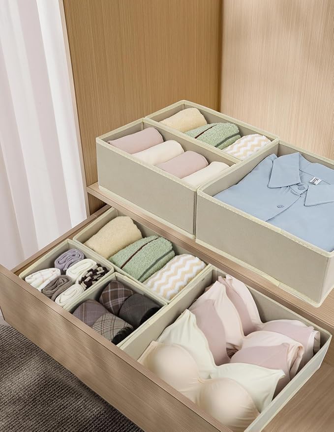 Fordonral 12 Pack Drawer Organizer Clothes, Foldable Fabric Dresser Organizer Closet Organizers and Storage Box for Underwear