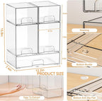 Yieach 5 Set Clear Stackable Storage Drawers and Acrylic Drawer Organizer,BPA Free Baby Bottle Organizer for Countertop and B
