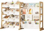 EXPERLAM Toy Storage Organizer with Bookshelf - 12 Storage Bins 4-Tier Multipurpose Shelf to Organize Toys and Books for Kids