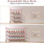 Bumusty 4-Tier Expandable Shoe Rack for Closet, 18“-33” Adjustable Shoe Rack for Small Space, Small Shoe Organizer for Front 