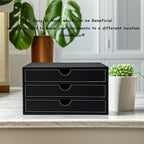 UnionBasic Document Organizer, 3-Drawer File Cabinet Document Storage Box, Office Desktop Filing Organizer, Black with White 