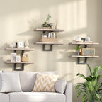 HOOBRO Floating Shelves, 15 Inch Wall Shelf Set of 3, Wall Mounted Storage Shelves 2-Tier, Hanging Bathroom Shelves, for Livi