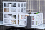 Aebeky 3-Pack Plastic Collapsible Storage Crates-30L,Foldable Plastic Crates for Storage (White)