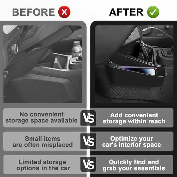 Muslogy for 2022 2023 2024 2025 2026 Maverick Center Console Shifter Storage Box ABS Material Console Side Organizer Left & Right 2PCS Set Compatible with Ford Maverick 2022-2026