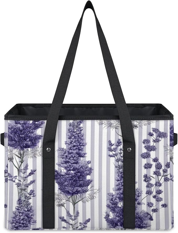 Reusable Grocery Bags Heavy Duty Shopping Bags Foldable Large Tote Bags with Long Handles & Hard Bottom