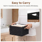 StorageWorks Wicker Basket with Handle, Wicker Storage Baskets for Organizing, Decorative Storage Baskets for Shelves, Paper 