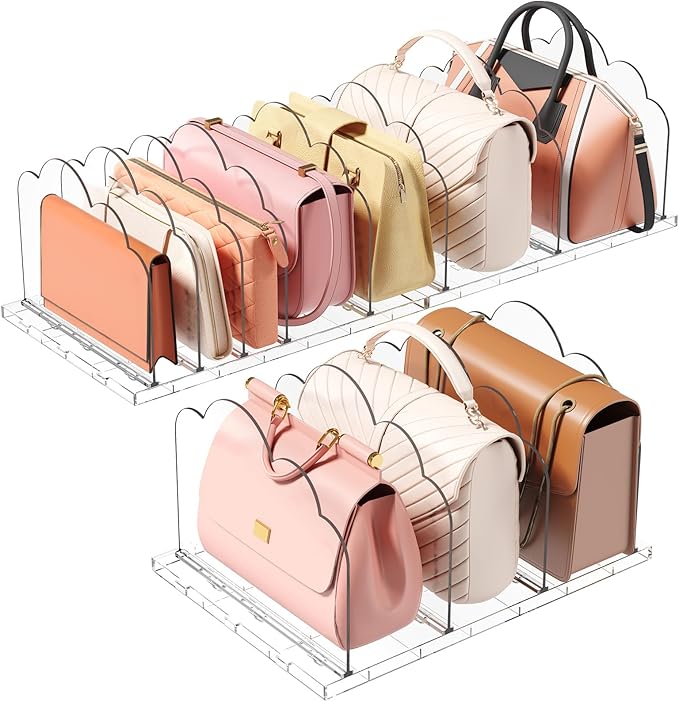 Lifewit Purse Organizer for Closet, Clear Handbags Storage Organizer, Adjustable Clutch Purse Storage Organizer Holder for Cl