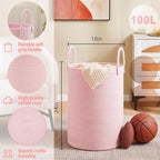 Artfeel Laundry Basket,Woven Cotton Rope Laundry Hamper,100L for Decorative Storage of Dirty Clothes,Toys and Blankets in Bat