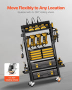 VEVOR 5-Tier Tool Organizer Cart with Charging Station, 8 AC Outlet, Floor Stand Rolling Drill Holder and Tool Battery Storag