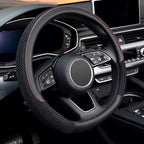 KAFEEK D Shape Steering Wheel Cover, Universal 15 inch, Microfiber Leather Viscose, Breathable, Anti-Slip,Warm in Winter and 