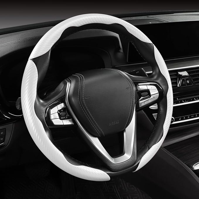 Carbon Fiber Steering Wheel Cover 3pcs Anti-Slip Car