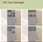 Iwell Storage Cabinet with 2 Drawers & Adjustable Shelf, Tall Bathroom Cabinet with Doors, Cupboard, Kitchen Cabinets for Liv