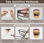 Fikoksol Hat Organizer for Baseball Caps, 2-Pack Black Metal Hat Rack for Wall Door, Adhesive/Wall Mounted Hat Storage Holder