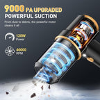 KMM Handheld Car Vacuum Cleaner, 9000PA Vacuum Cleaner & Air Duster, 120W High Power Vacuum Portable Cordless, Hand Held Vacu
