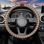 5PCS Steering Wheel Cover, with 2 Headrests, 2 Seat Belt Covers - Universal Fit for 14.5-15" Steering Wheel, Enhances Driving Experience - Perfect for Women (Beige)