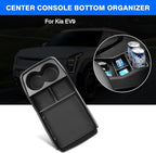 Autorder Lower Center Console Organizer for 2024-2026 Kia EV9 Accessories Bottom Center Console Insert Tray with Cup Holder Storage Box