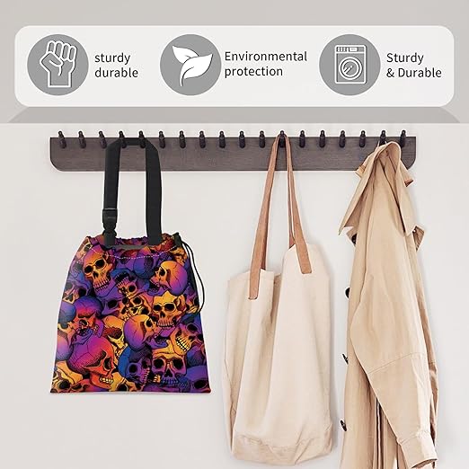 Car Trash Bag Large Hanging Can for Back of Seat, Cute Waterproof Car Garbage Bag for Vehicle, Travelling, Outdoor Colorful Skull Pattern