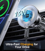 Kaistyle for MagSafe Car Mount Charger【Stronger Magnets】iPhone Magnetic Wireless Car Charger【Dashboard+Vent】 for Magsafe Charger Cell Phone Car Mount for iPhone 17 Pro Max 16 15 14 13 12 Magsafe case