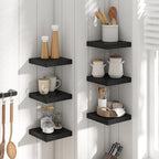 8 Inch Square Floating Shelves for Wall 3 Pack, 8"D Wood Grain Bathroom Shelves with Invisible Brackets, Easy Install Enginee