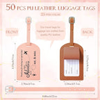 Dandat 50 Sets Wedding Favor Gifts for Guests Bulk PU Leather Honeymoon Travel Luggage Tags with Name Tel Address Cards and O