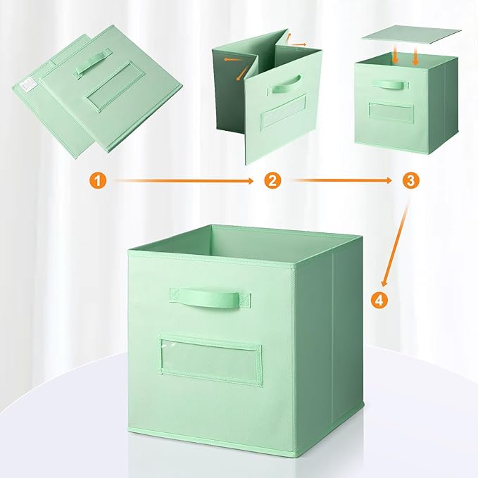 artsdi 13x13x13 storage cube bins(Set of 8) Fabric storage cubes with 8 Labels Window Cards & a Pen, storage cubes 13x13, Col