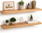 Floating Shelves 30" W x 8" D, Solid Elm Wood Shelves for Wall, 8 Inch Deep Floating Shelves for Home Storage & Display, Rust