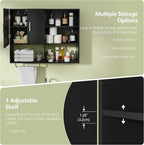 Bathroom Wall Cabinet Wood Large Wall Mounted Medicine Cabinet with 2 Doors and 4 Open Shelves Over Toilet Storage Cabinet Or