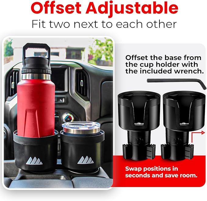Integral Ultimate Expander Car Cup Holder - Adjustable Base - Expander & Organizer for Vehicles - Compatible with Coffee Mug,