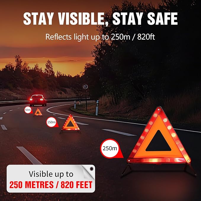 XOOL Warning Triangle, Emergency Warning Triangles for Vehicles, Reflective Triangle, Emergency Warning Reflector Safety Tria