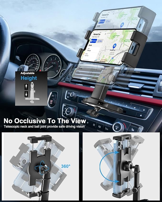 woleyi CD Slot Phone Mount, [Height Adjustable] CD Player Car Phone Mount, Universal Ultra Sturdy CD Cell Phone Car Mount for iPhone Air 17 Pro Max 16 15 14 13 12 11 X Plus, Android, All Smartphones