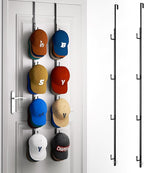 HapiRm Over Door Hat Rack - 2 Packs Hat Organizer with 8 Hooks Design, Hanging Baseball Cap Organizer Storage Holds Up to 40 