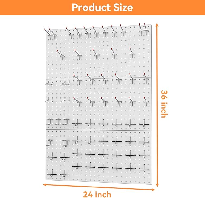 WALMANN 96 PCS Metal Pegboard with Pegboard Hooks, Garage Wall Tools Storage Pegboard for Garage, Workbench, Peg Boards, Tool