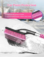 HEEYA 42.2 Inch Ice Scraper and Brush for Car, Snow Brush and Ice Scraper for Windshield Window, Car Snow Scraper with Foam Grip for SUV Truck Jeep Vehicle - Pink