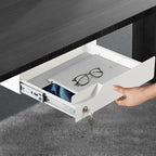 Under Desk Drawer Storage with Lock, 16"x11.8"x3.6", Metal Undermount Table Drawer, Ball Bearing Slides Out Tray Organizer fo