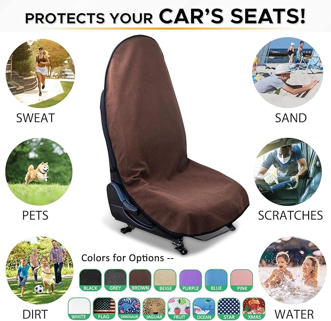 Waterproof Sweating Car Seat Cover for Post Gym Workout, Running, Swimming, Beach and Hiking, Universal Fit Non-Slip Bucket S