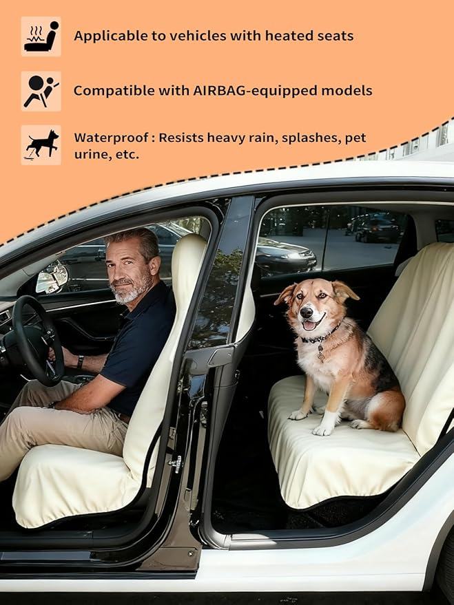 Universal Car Seat Cover Towel, Waterproof Washable Sweat Protection for Front Bucket Seats, Non-Slip Fit, Fits Cars SUVs Tru