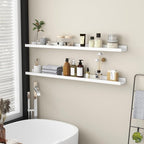 Picture Ledge Shelf for Wall, 48 inch Solid Pine Wood Nursery Book Shelves 2 Packs, Floating Ledge Shelves for Kids' Room Bed