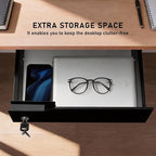 Under Desk Drawer Storage with Lock, 16"x11.8"x3.6", Metal Undermount Table Drawer, Ball Bearing Slides Out Tray Organizer fo