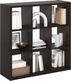 Furinno CUBICLE Book Shelf, 9-Cube Bookshelf, Extra Thick Frame Reversible Bookcase with Open Back, 14.6" x 44" x 44", for Li