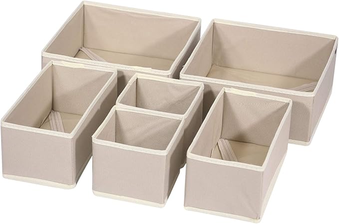 DIOMMELL 6 Pack Foldable Cloth Storage Box Closet Dresser Drawer Organizer Fabric Baskets Bins Containers Divider with Drawer