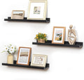 Picture Ledge Wall Shelves 24 inches Width Set of 3, Solid Pine Wood Rustic Floating Ledge Shelves for Kids' Room Bedroom Kit