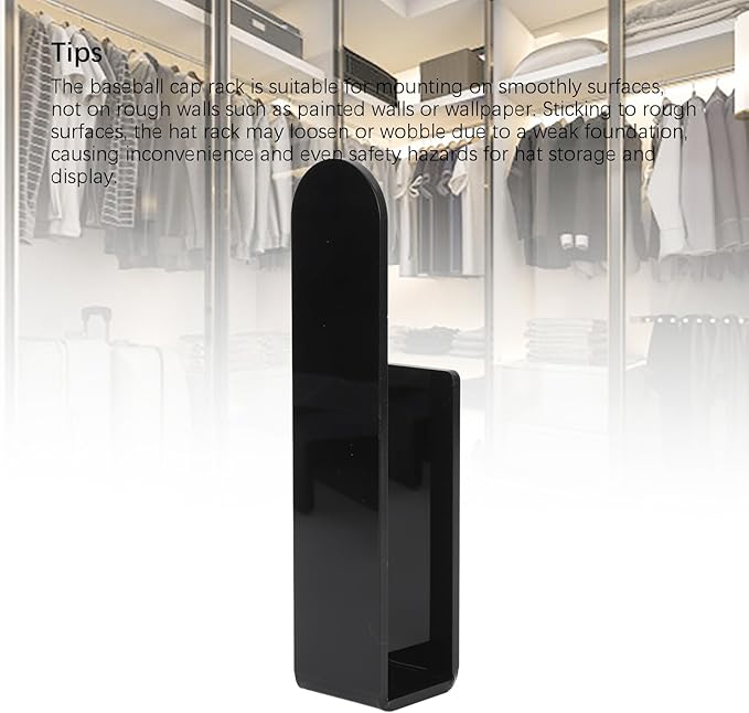 TOPINCN 4pcs Baseball Hat Rack, Sturdy Acrylic Wall Mounted Hat Hook Organizer for Bedrooms, Living Room, Self Adhesive (Blac