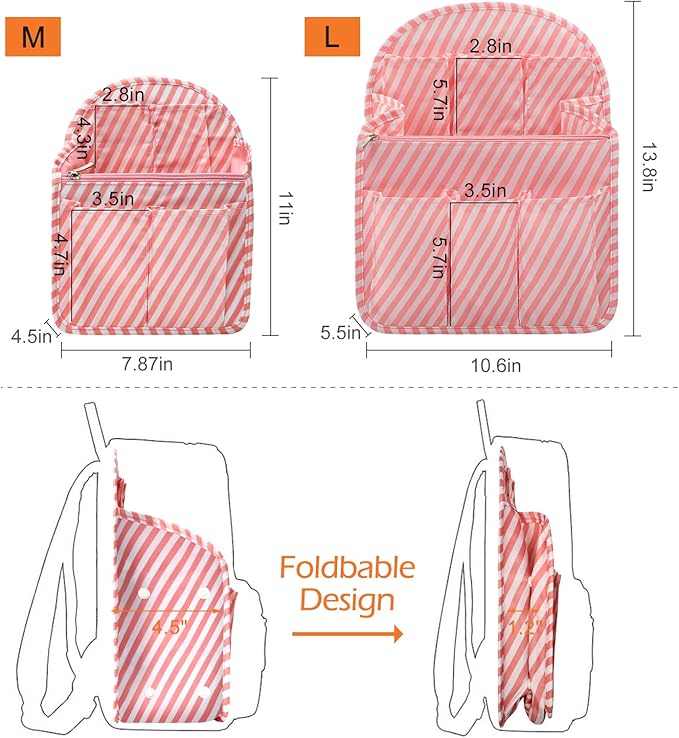 Surblue Backpack Organizer Insert Liner Hanging Travel Rucksack Purse and Handbag Insert Pocket, High-capacity Divider Foldab