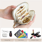Stratalife Travel Jewelry Case Organizer for Women Portable Jewelry Box with Small Pouches for Gemstones Healing Crystal Brac